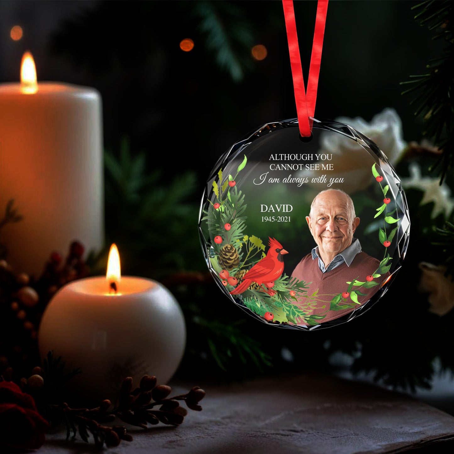 Always With You Memorial Circle Glass Ornament