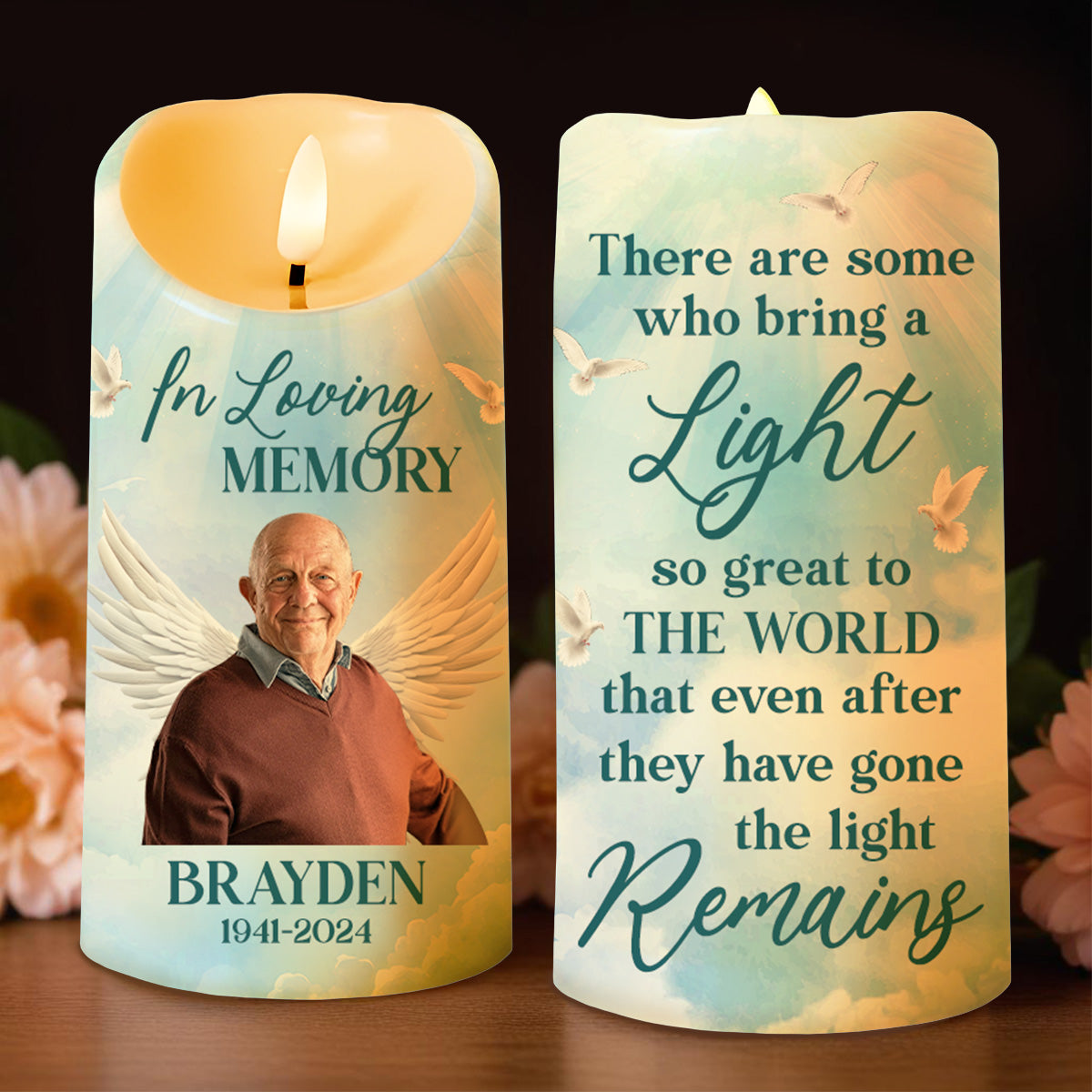 In Loving Memory Light And Wings Tribute Candle