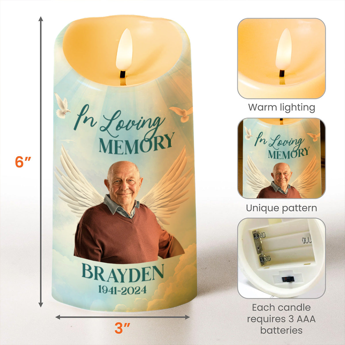 In Loving Memory Light And Wings Tribute Candle