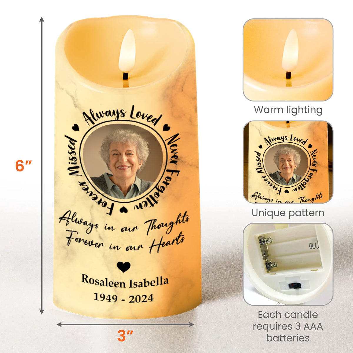 Always Loved, Never Forgotten Memorial LED Candle