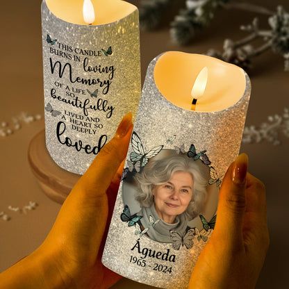 Memorial LED Candle With Butterflies And Loving Message