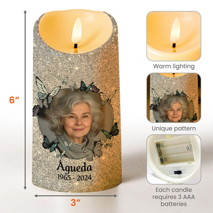 Memorial LED Candle With Butterflies And Loving Message