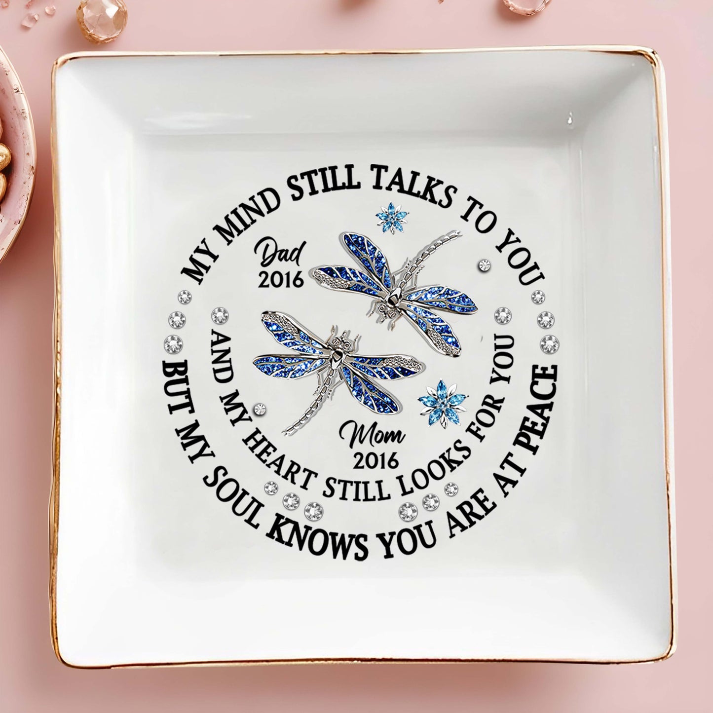 Dragonflies Memorial Custom Jewelry Dish In Memory Of Loved Ones