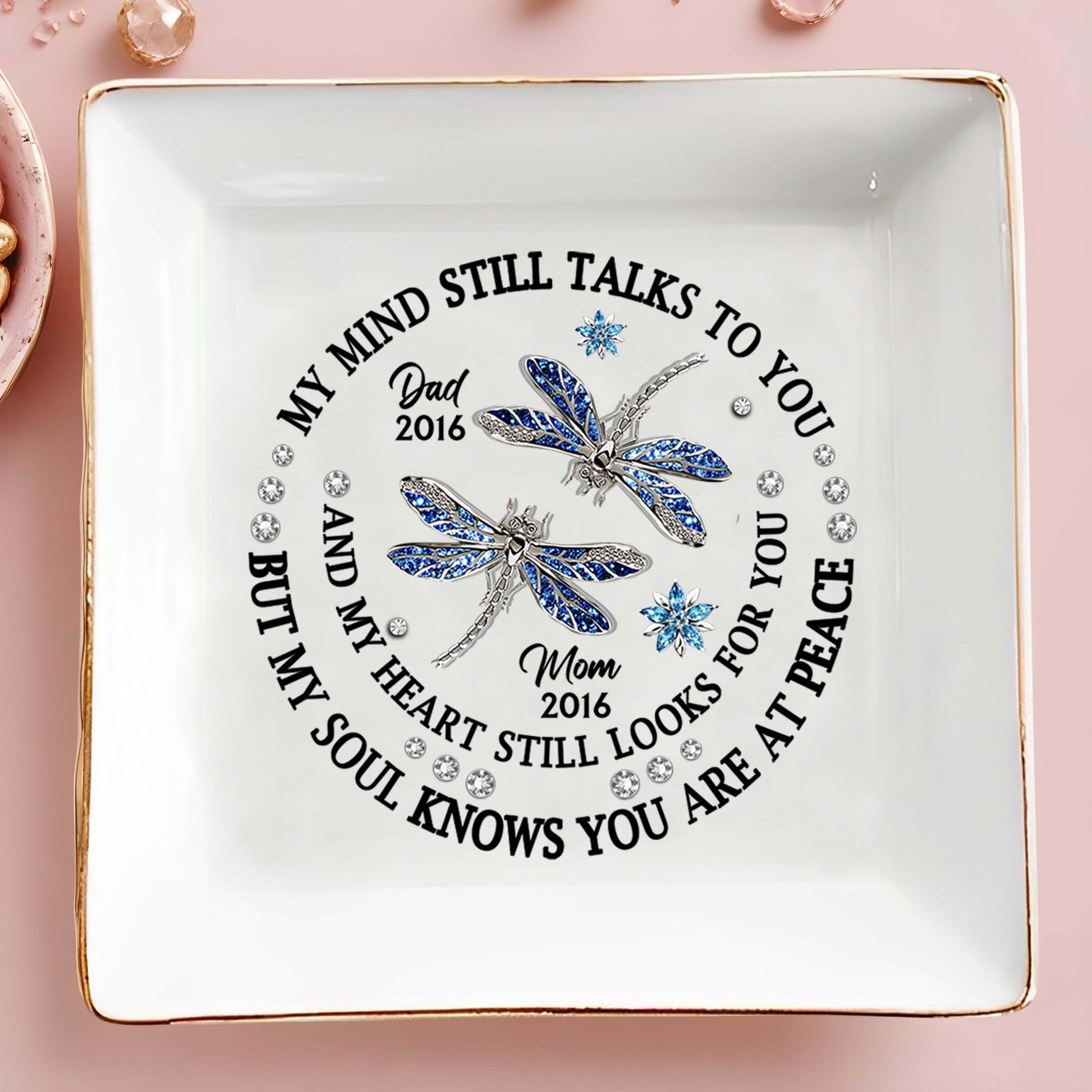 Dragonflies Memorial Custom Jewelry Dish In Memory Of Loved Ones