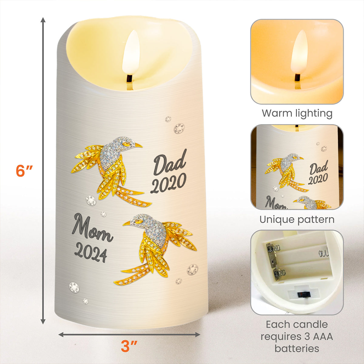 My Soul Knows You Are At Peace With Birds and Flowers - Personalized Custom LED Candle - HME131_LECA