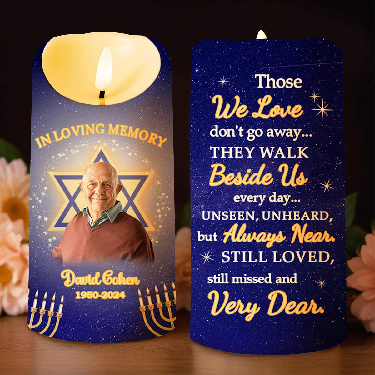 Those We Love, Memorial Star Of David With Candles And Stars