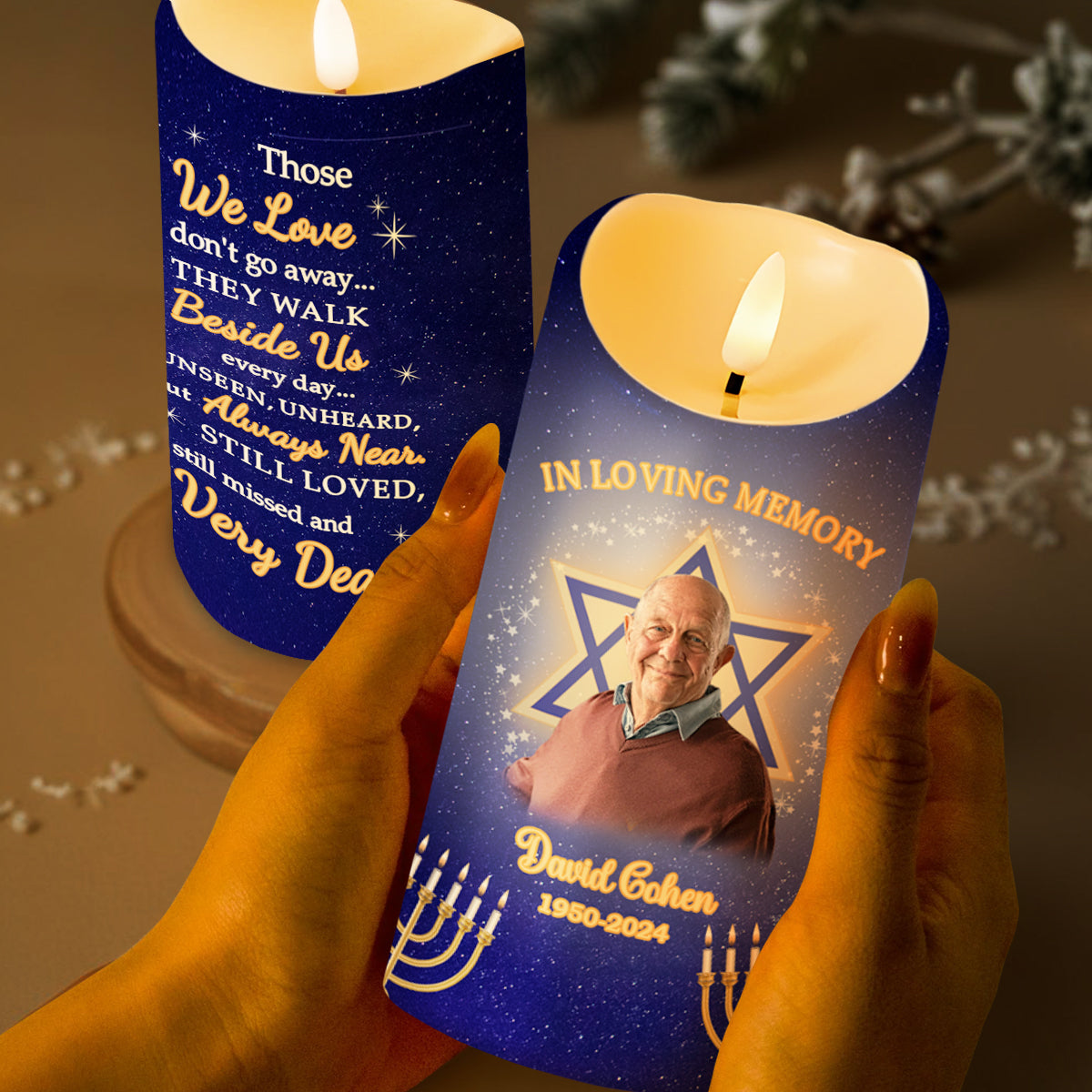 Those We Love, Memorial Star Of David With Candles And Stars