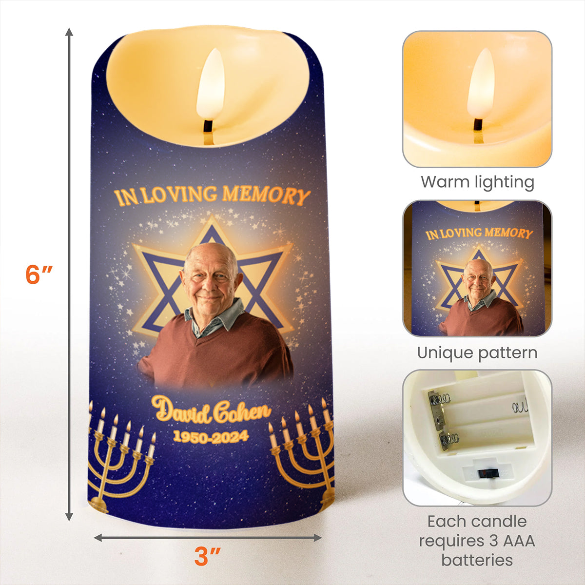Those We Love, Memorial Star Of David With Candles And Stars