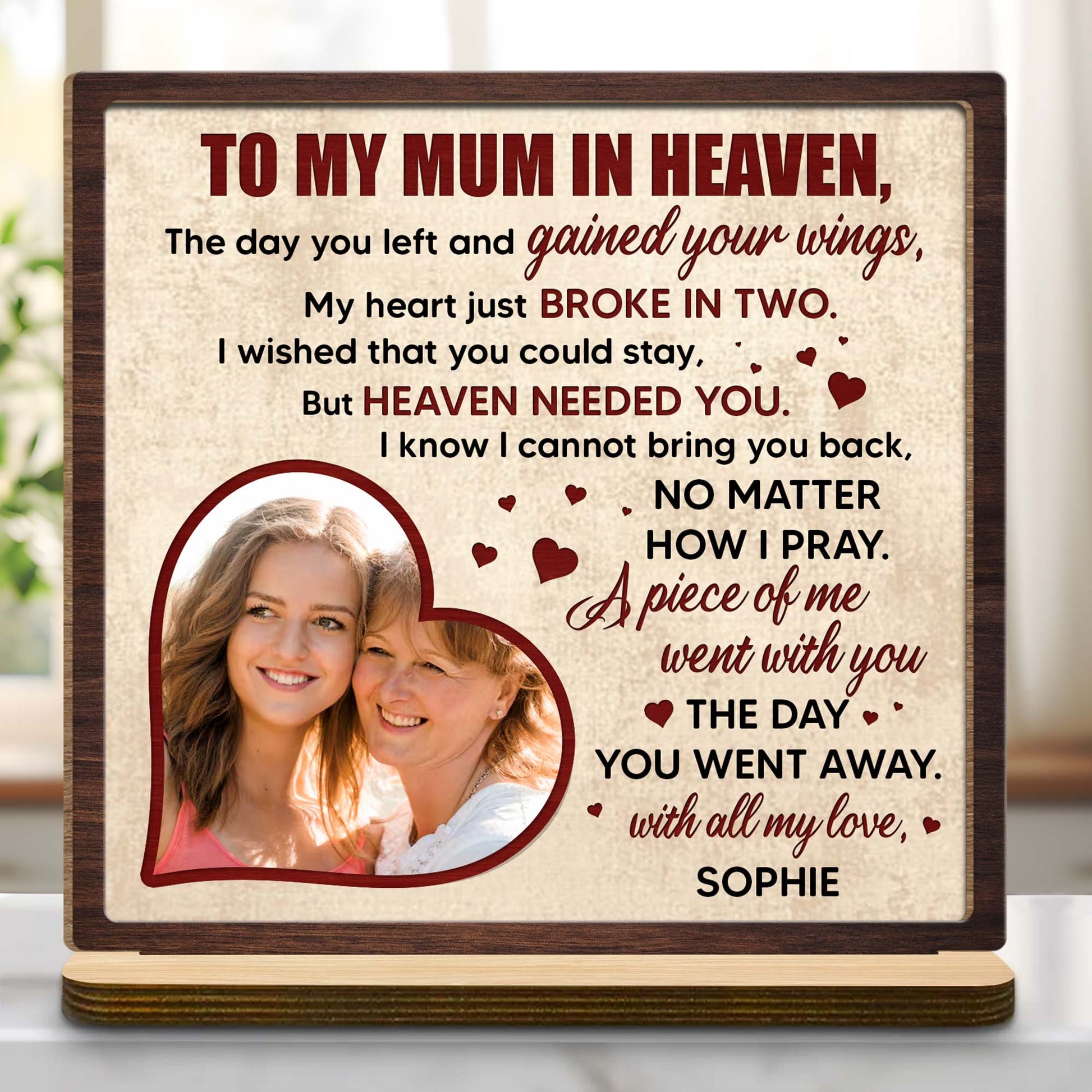 To My Mum In Heaven, Heart And Photo