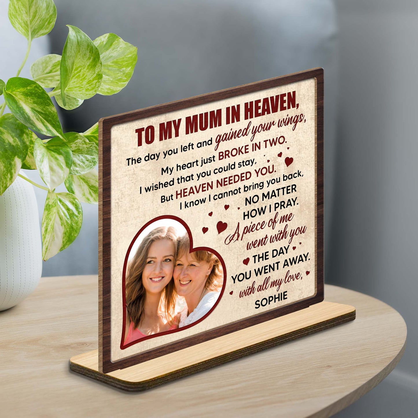 To My Mum In Heaven, Heart And Photo