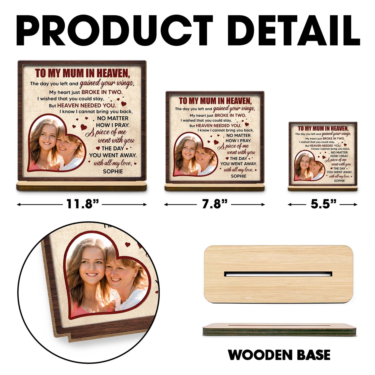 To My Mum In Heaven, Heart And Photo