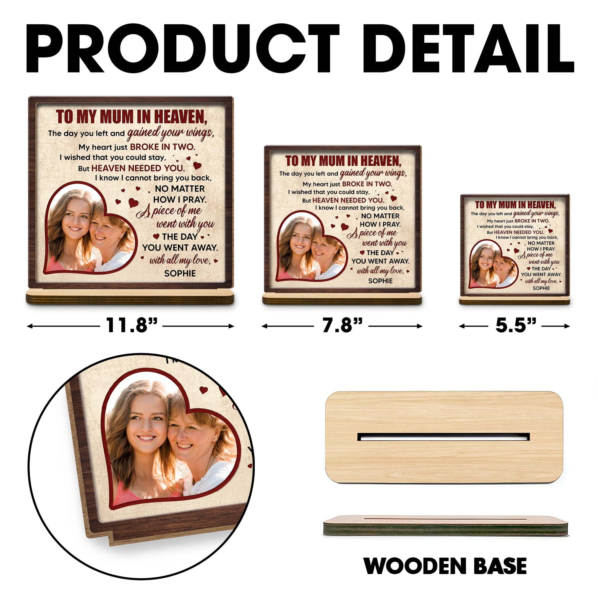 To My Mum In Heaven, Heart And Photo