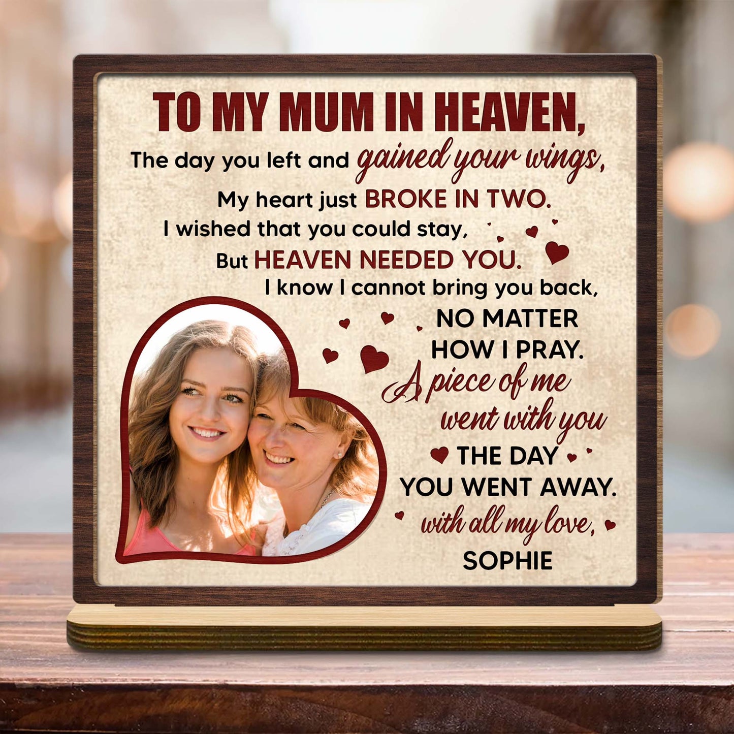 To My Mum In Heaven, Heart And Photo
