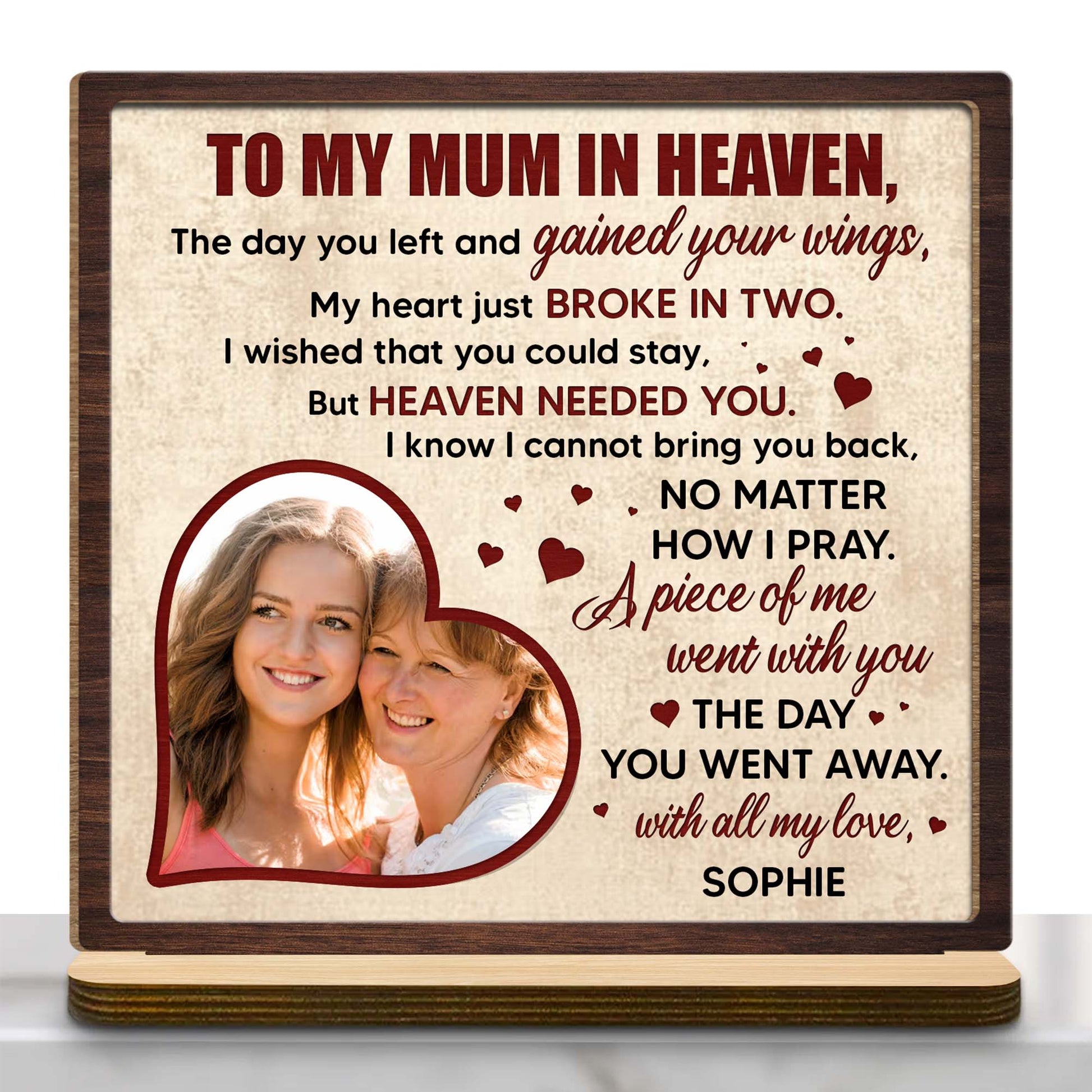 To My Mum In Heaven, Heart And Photo
