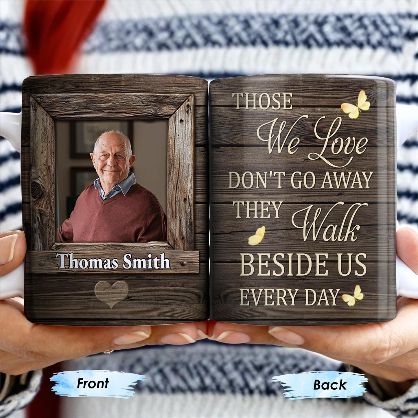 Those We Love Don't Go Away, Wooden Heart Butterfly Design