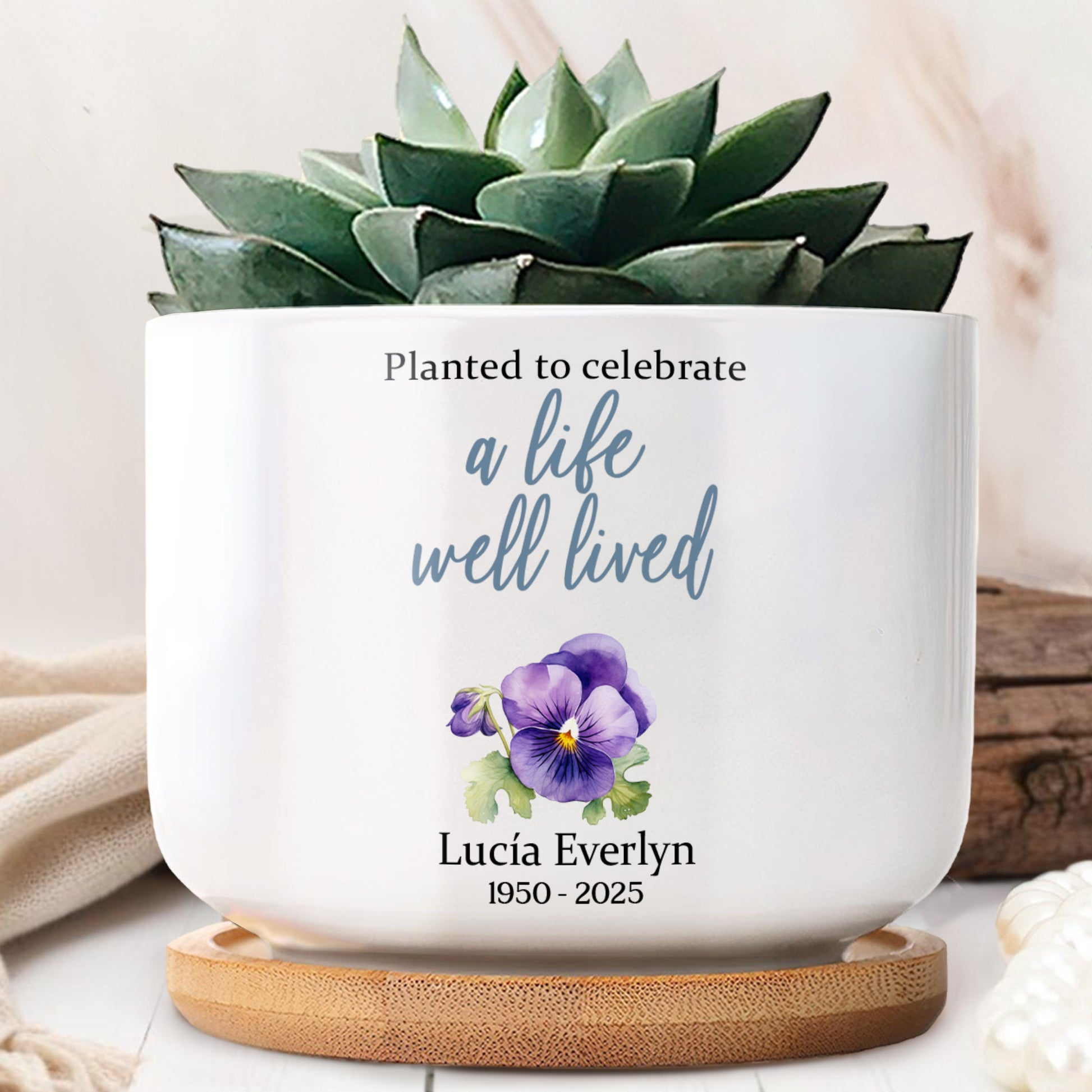 memory plant pot Planted To Celebrate A Life Well Lived, Personalized Ceramic Plant Pot, Gift For Memorial – ALMAGEMS