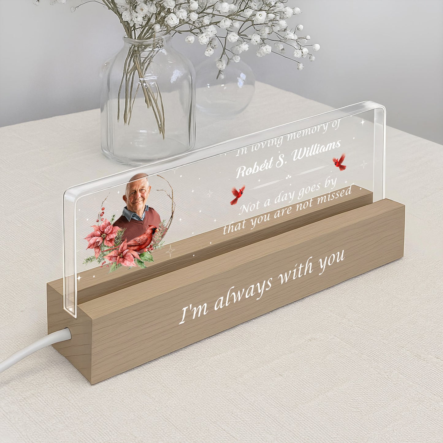 In Loving Memory Of, Flowers and Stars Night Light