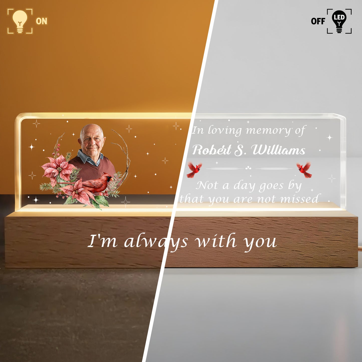 In Loving Memory Of, Flowers and Stars Night Light