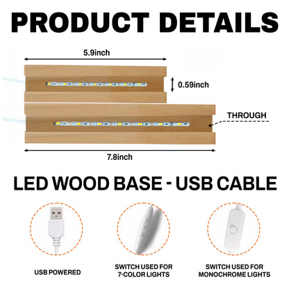 Hermoso, Victorioso, Suficiente, Fuerte, Asombroso, Capaz, Elegido, Creado, Mariposa y Cruz - Luz de noche LED personalizada con base de madera - FTH057_LEWO