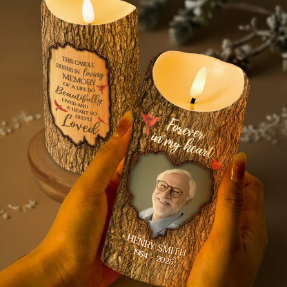 In Loving Memory Heart And Leaves Candle