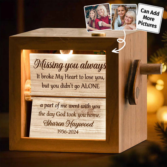 Missing You Always, Wooden Frame With Light