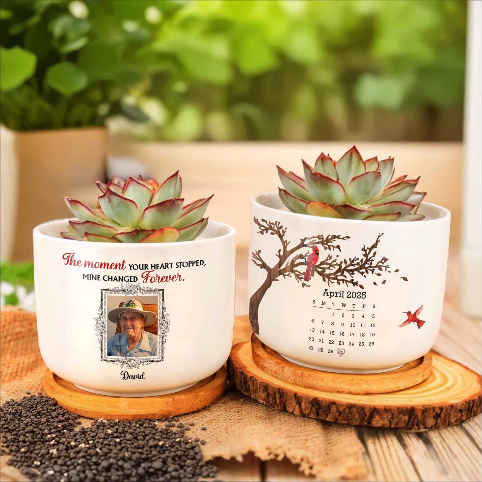 The Moment Your Heart Stopped, Mine Changed Forever, Calendar, Tree and Red Birds