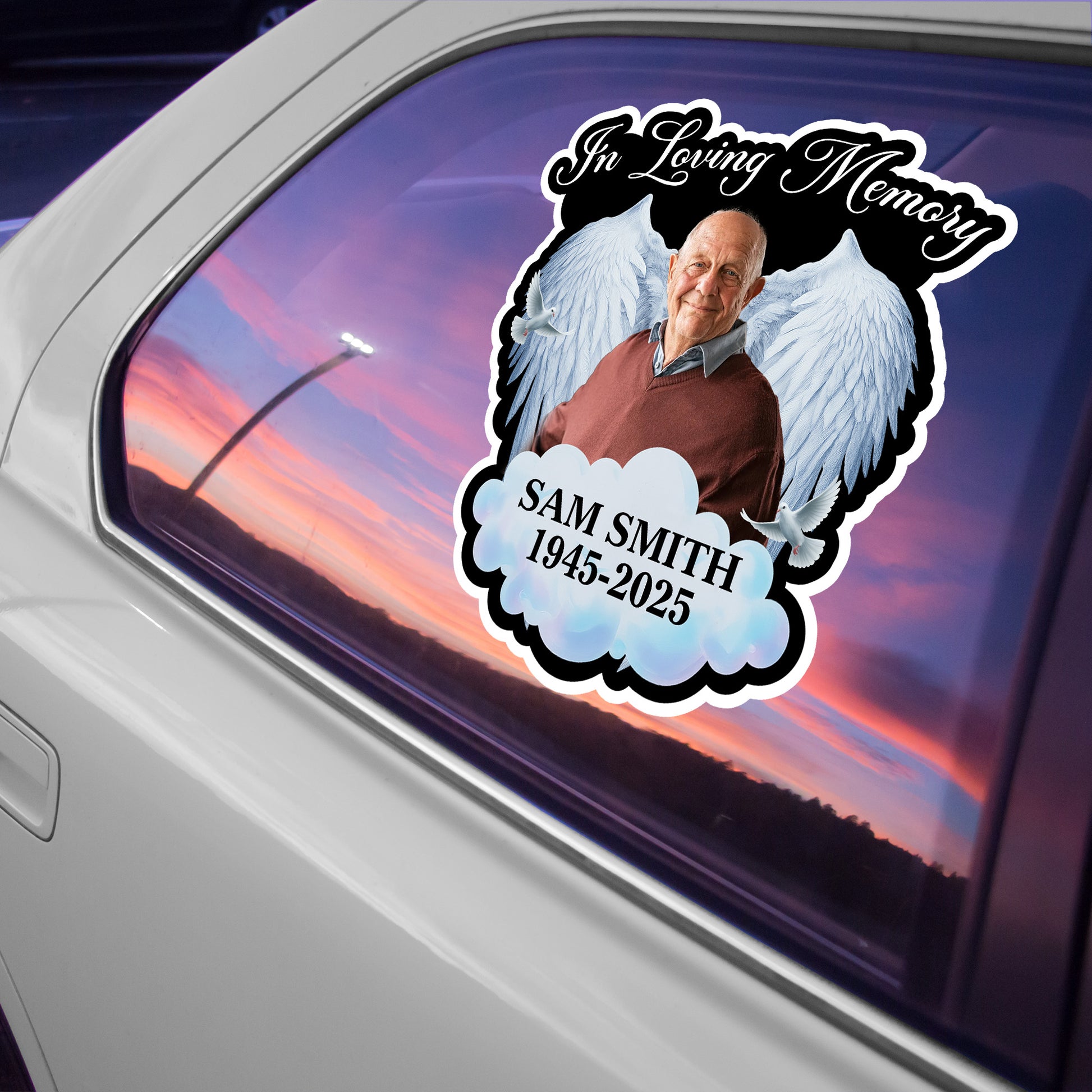 In Loving Memory With Wings and Clouds