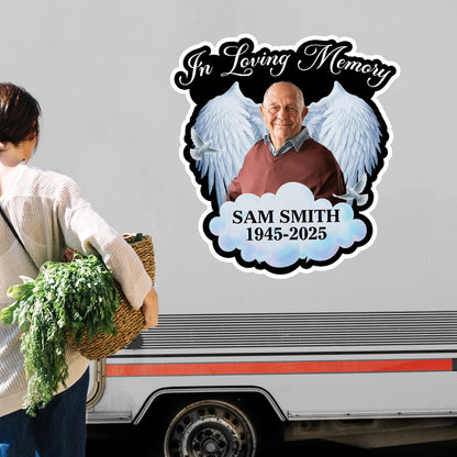 In Loving Memory With Wings and Clouds