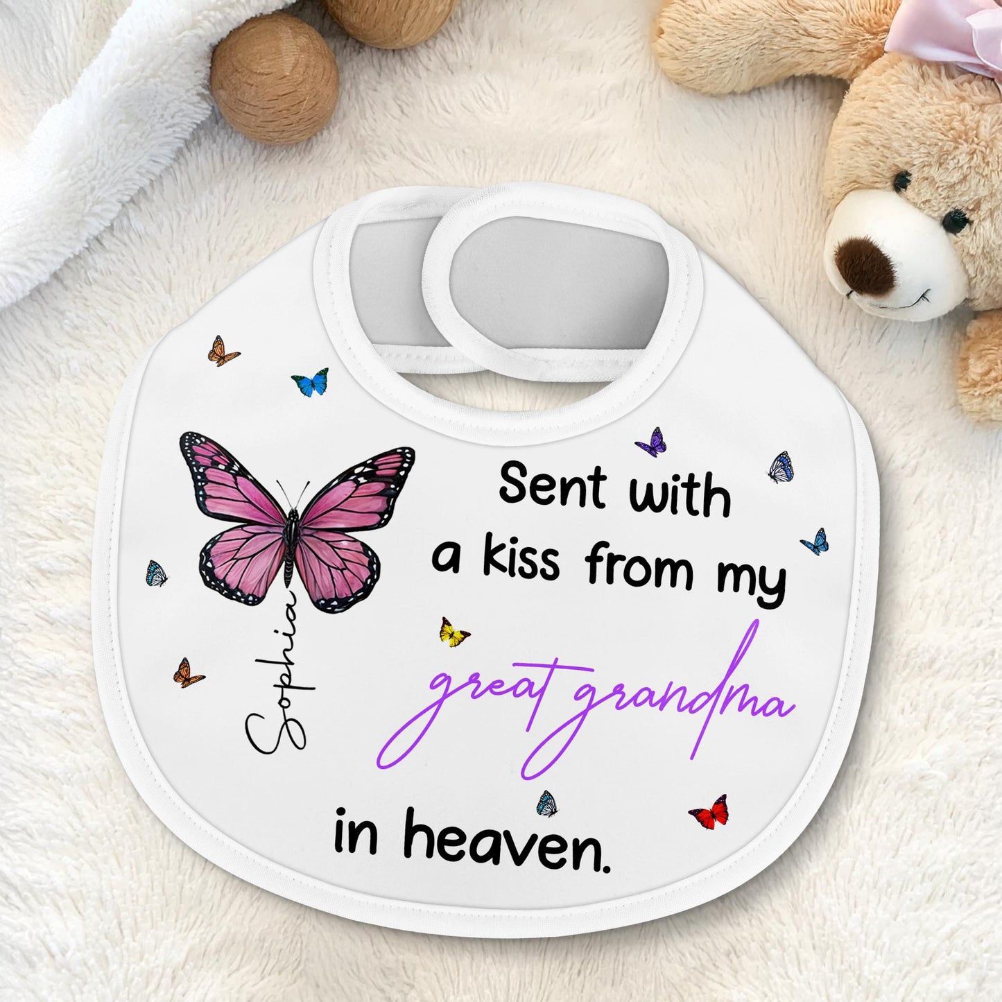 Sent With A Kiss From Great Grandma, Butterflies Design