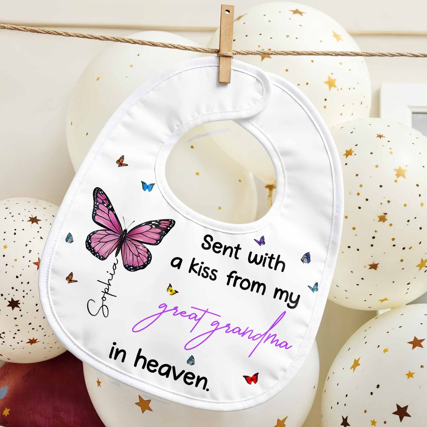 Sent With A Kiss From Great Grandma, Butterflies Design