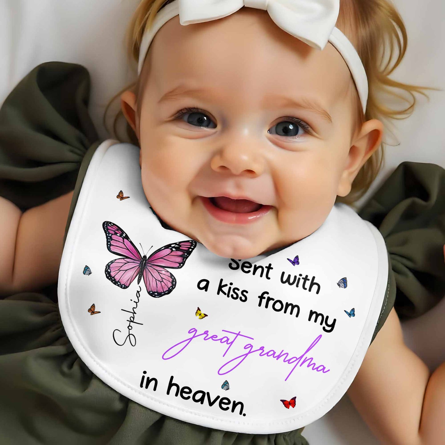 Sent With A Kiss From Great Grandma, Butterflies Design