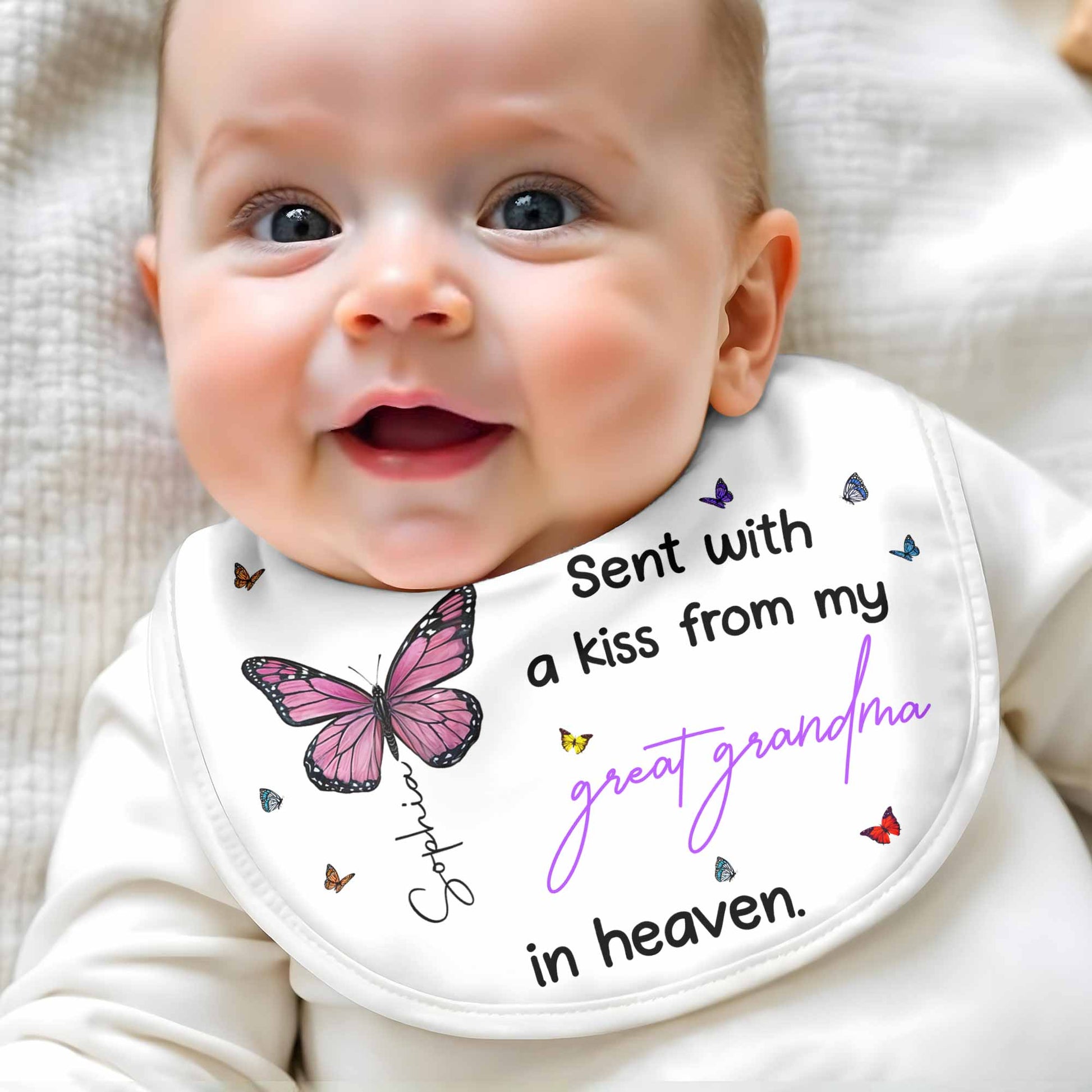 Sent With A Kiss From Great Grandma, Butterflies Design