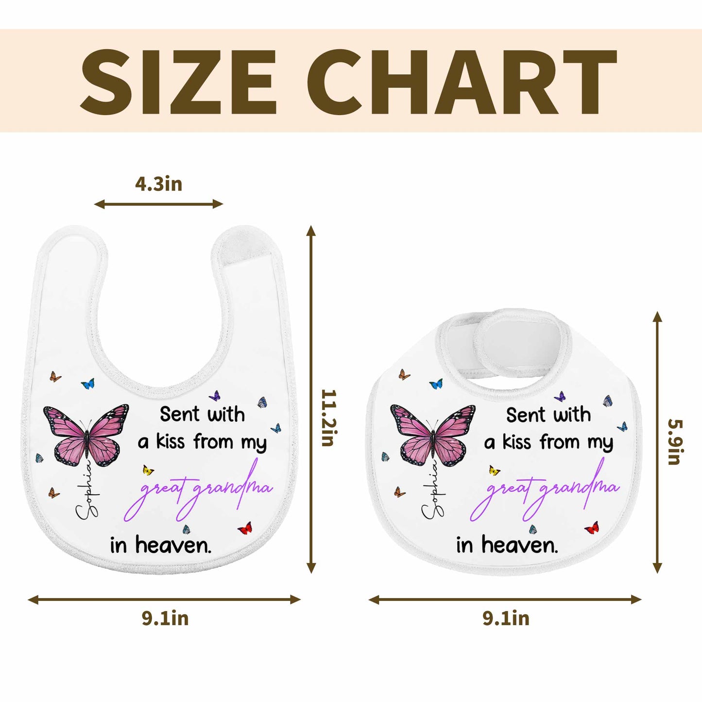 Sent With A Kiss From Great Grandma, Butterflies Design