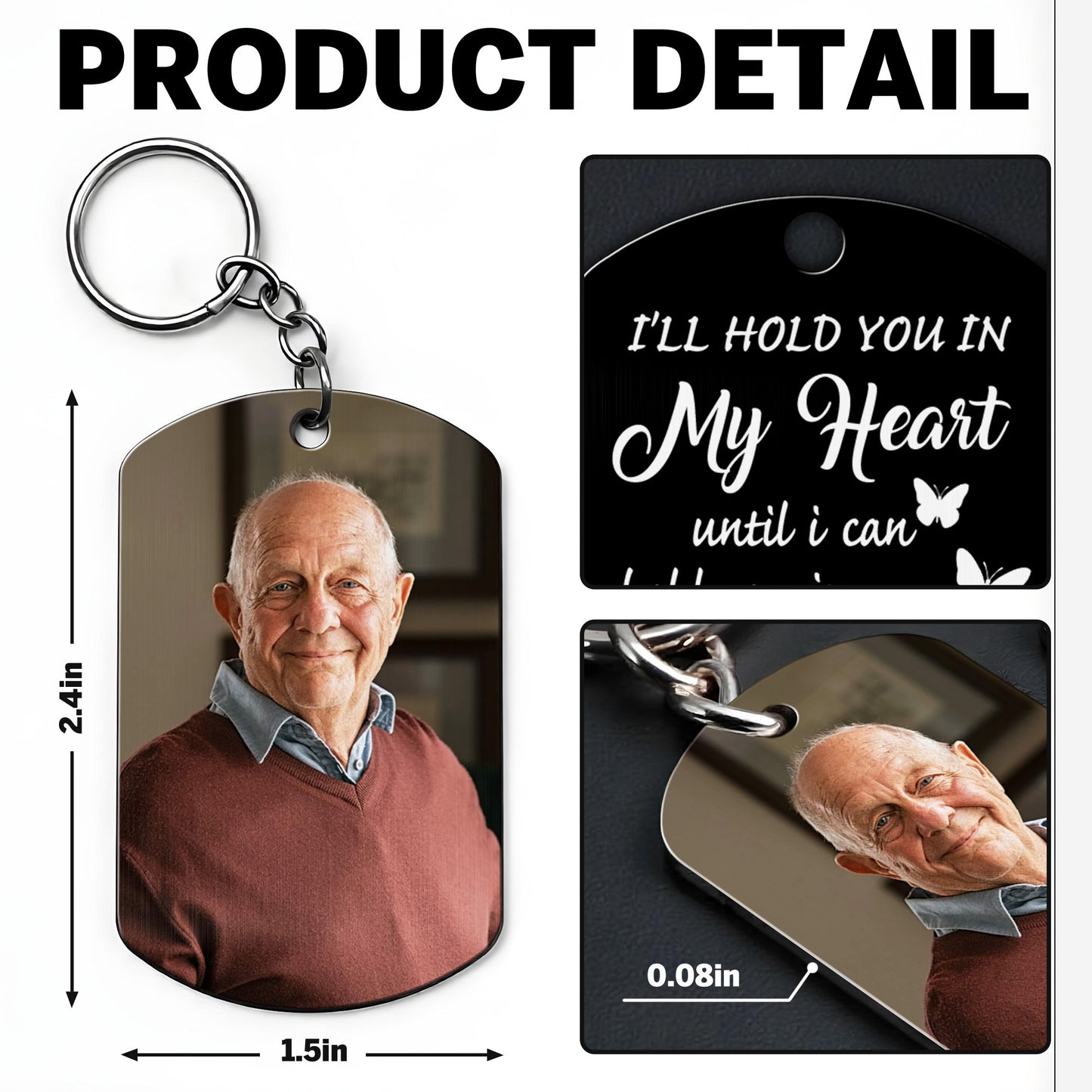 Hold You In My Heart, Butterflies And Wings - Personalized Stainless Steel Keychain - HME227_KCX