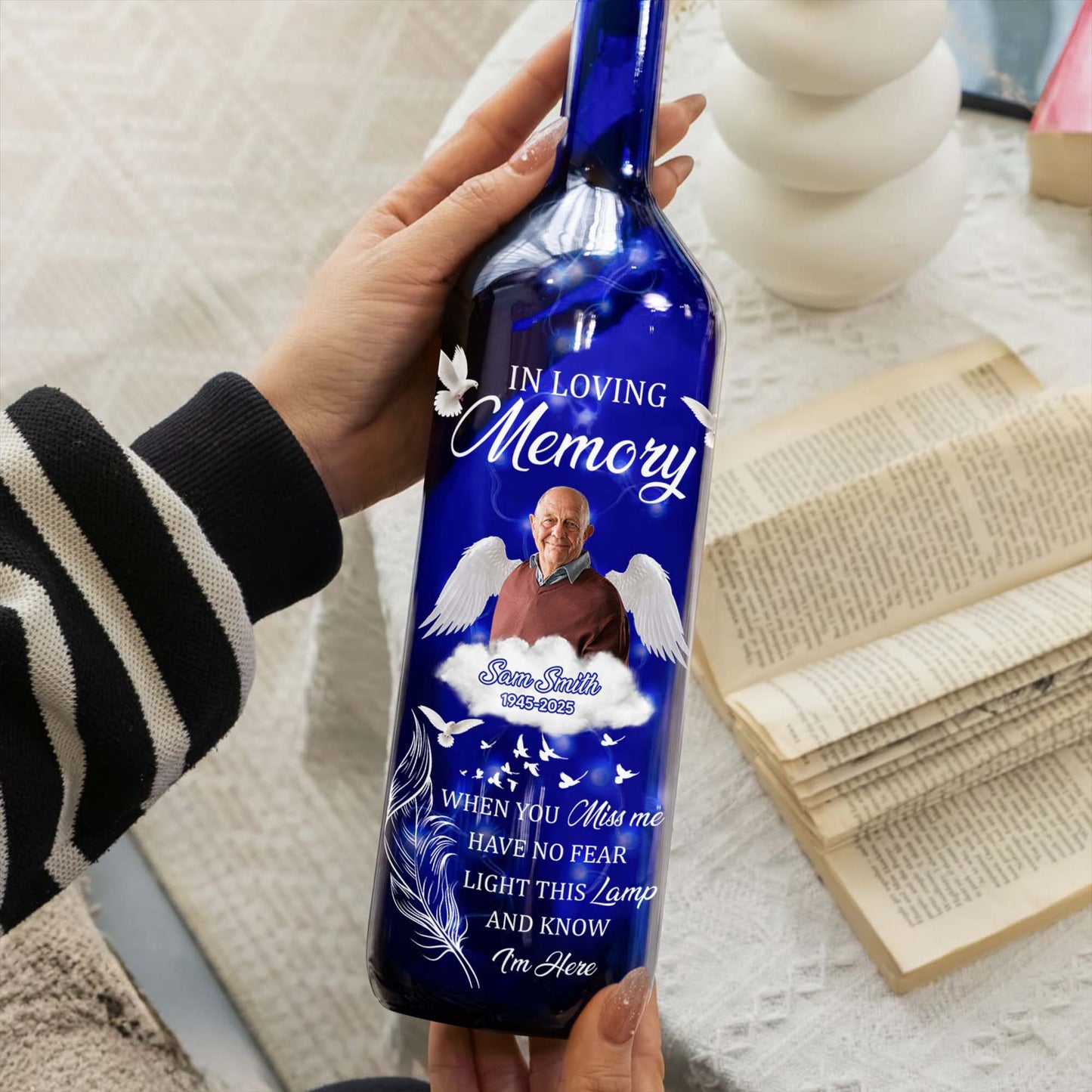 In Loving Memory, Light This Lamp, Wings And Doves Design