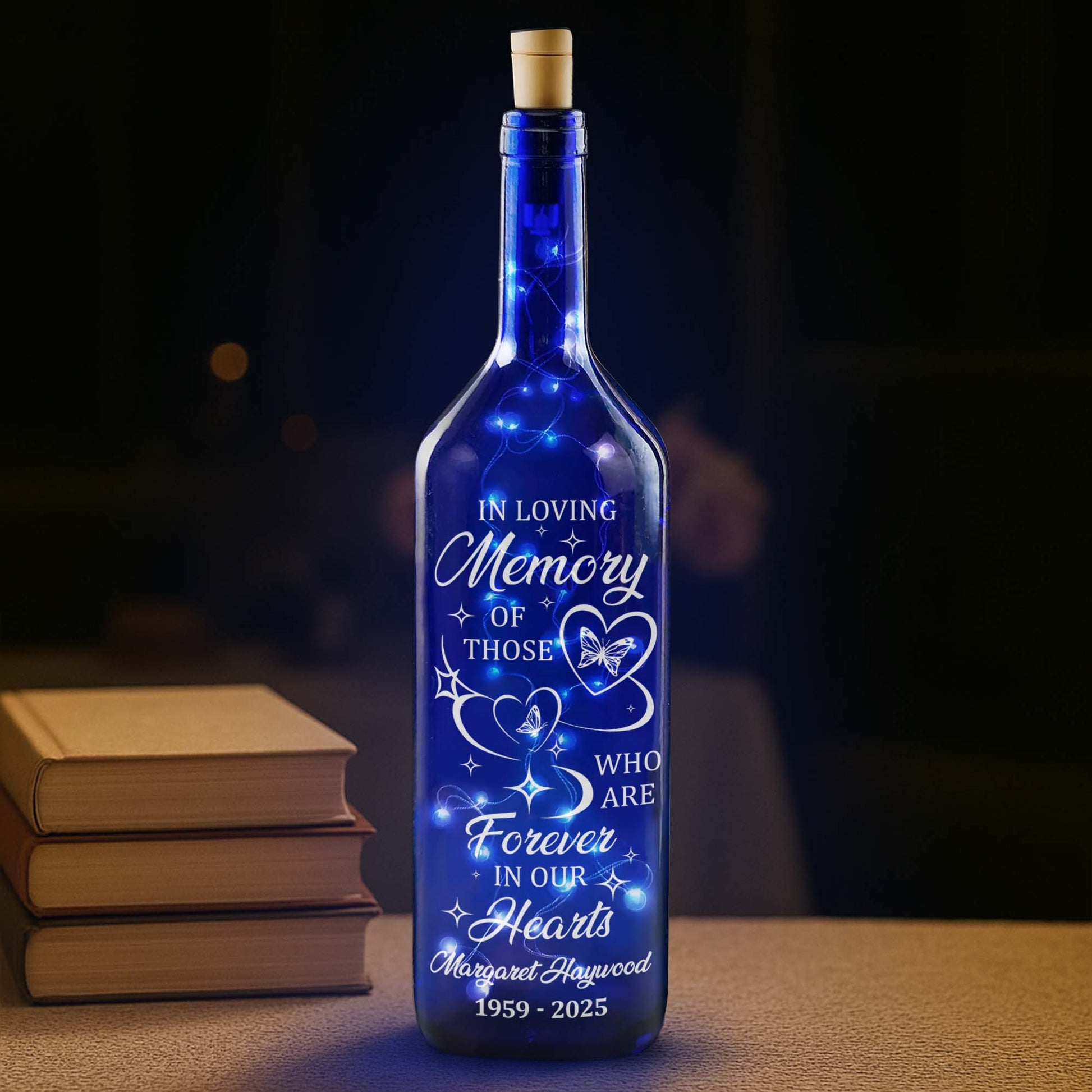 In Loving Memory, Forever In Our Hearts With Hearts And Butterfly