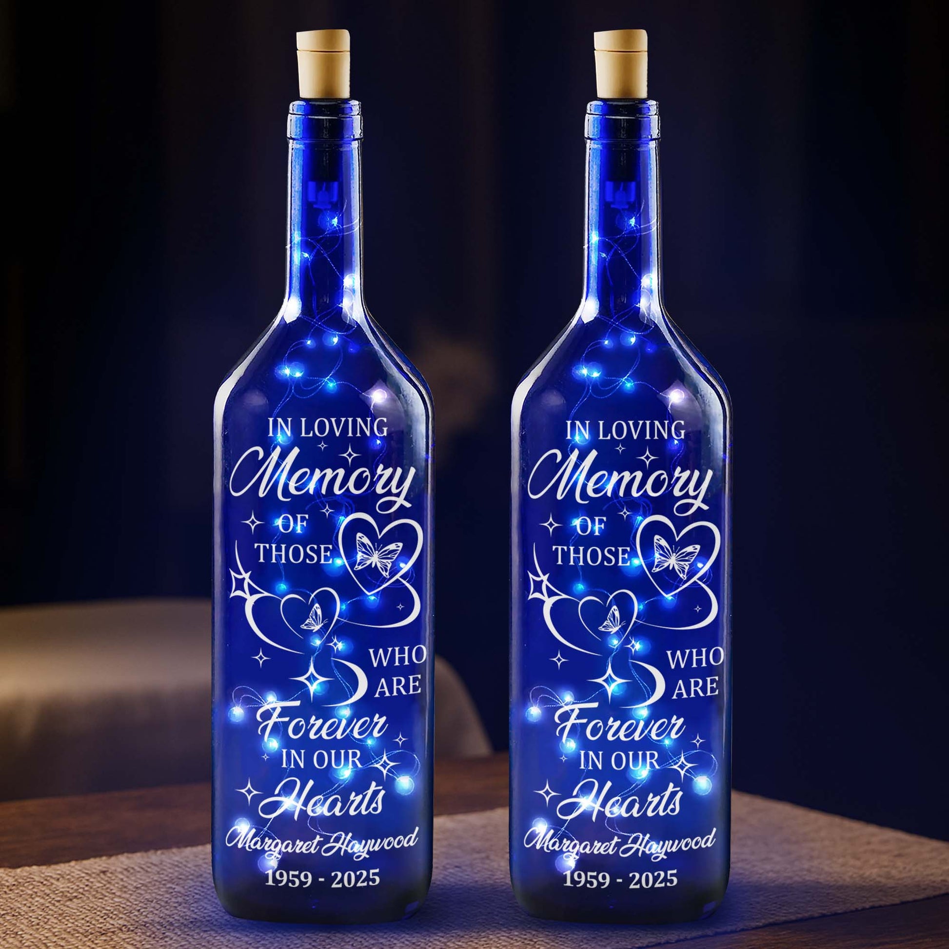 In Loving Memory, Forever In Our Hearts With Hearts And Butterfly