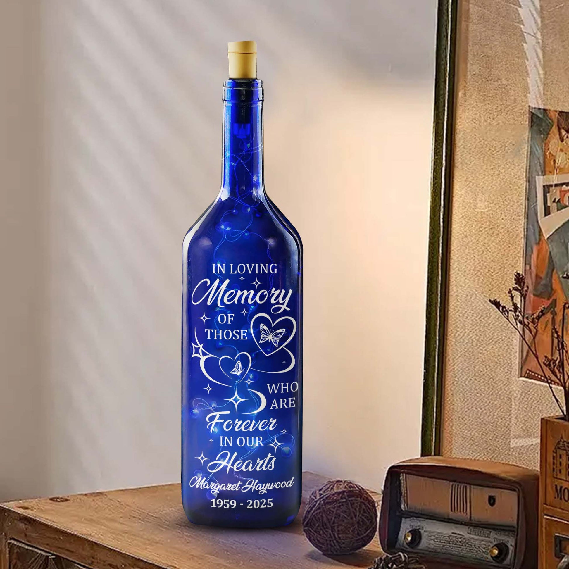 In Loving Memory, Forever In Our Hearts With Hearts And Butterfly