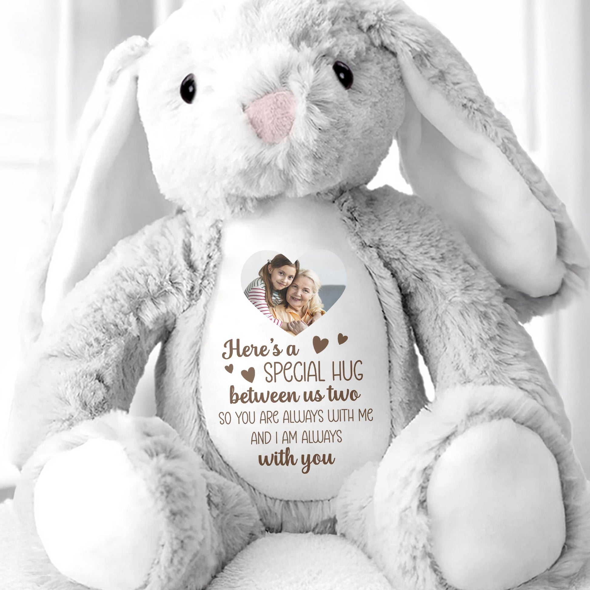 Special Hug Between Us Two, Stuffed Bunny With Heart