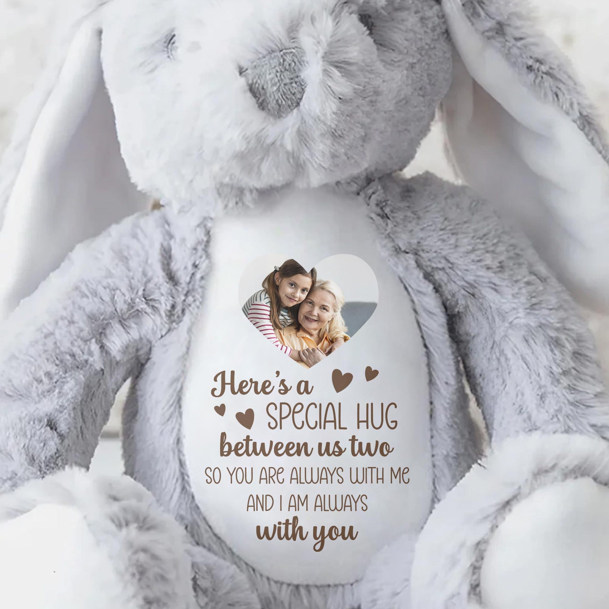 Special Hug Between Us Two, Stuffed Bunny With Heart