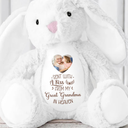 Sent With A Kiss From Great Grandma In Heaven, Stuffed Bunny With Photo Insert