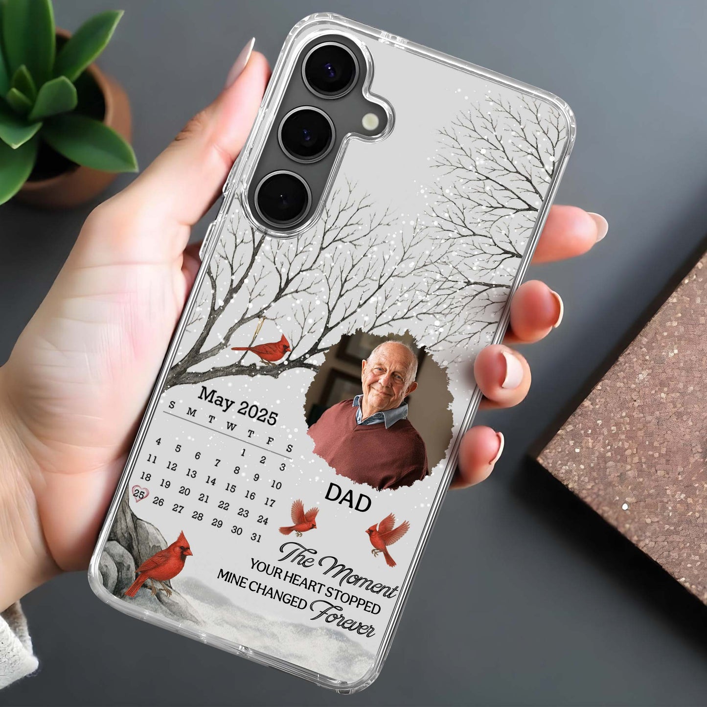 The Moment Your Heart Stopped, Cardinals And Bare Trees Design - Personalized Clear Phone Case - HME240_PHC