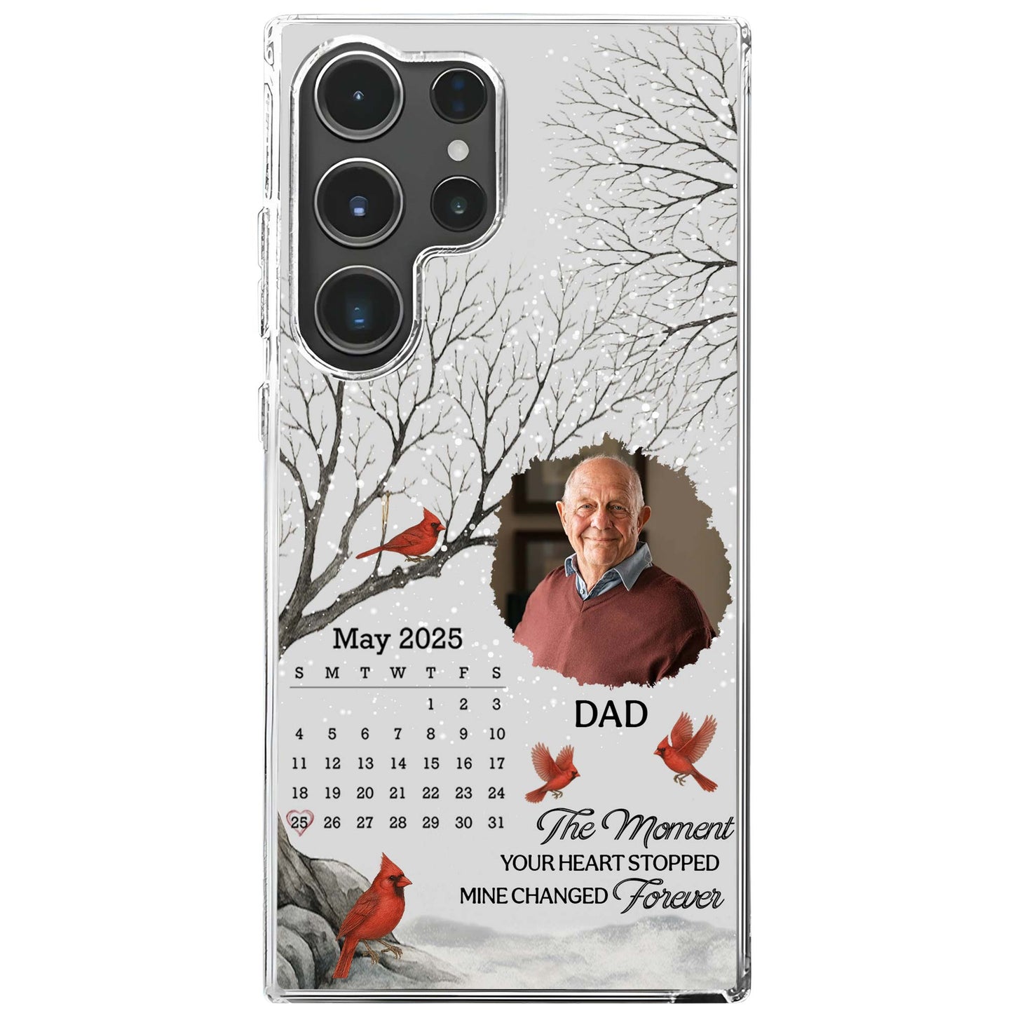The Moment Your Heart Stopped, Cardinals And Bare Trees Design - Personalized Clear Phone Case - HME240_PHC