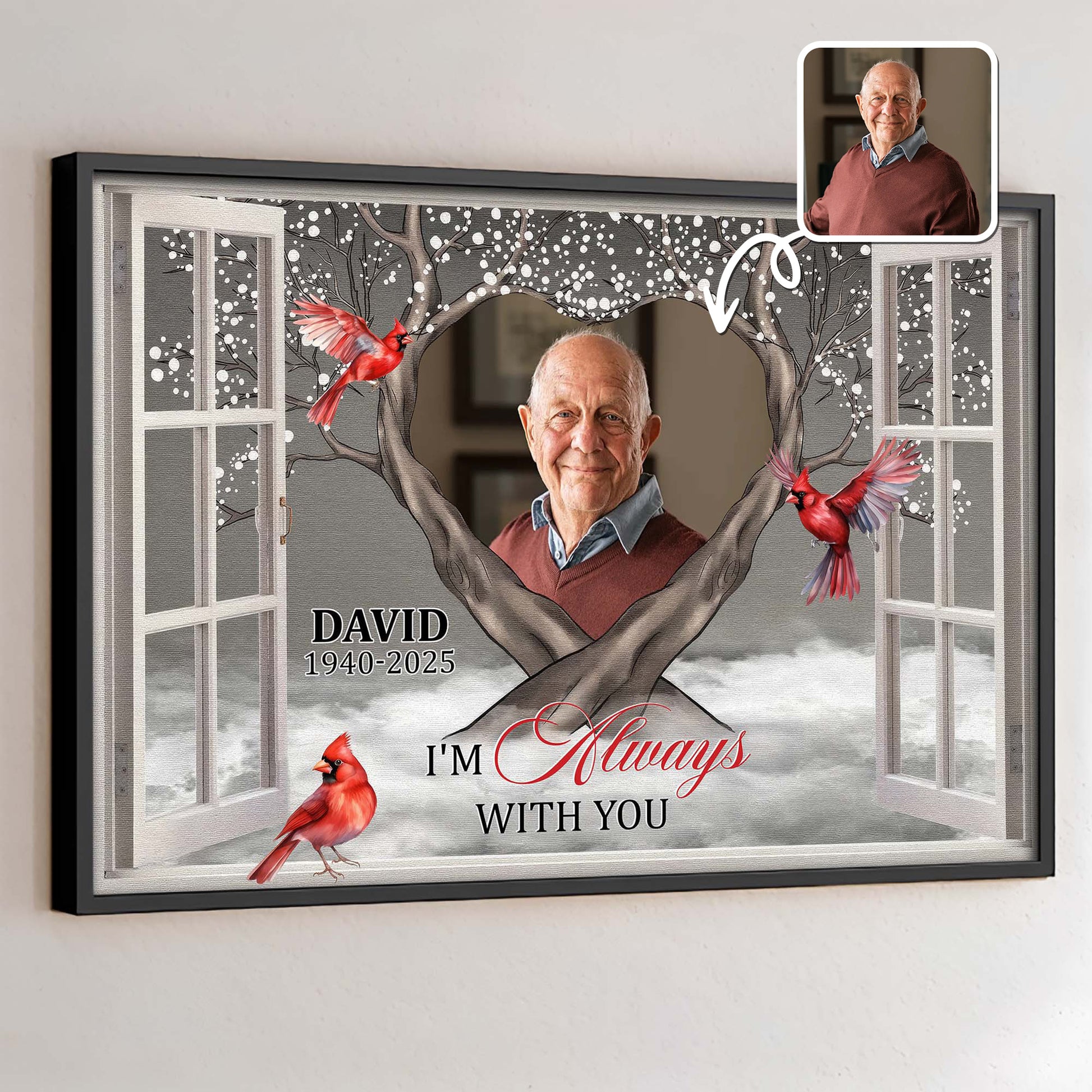 I'm Always With You, Window View With Red Cardinal