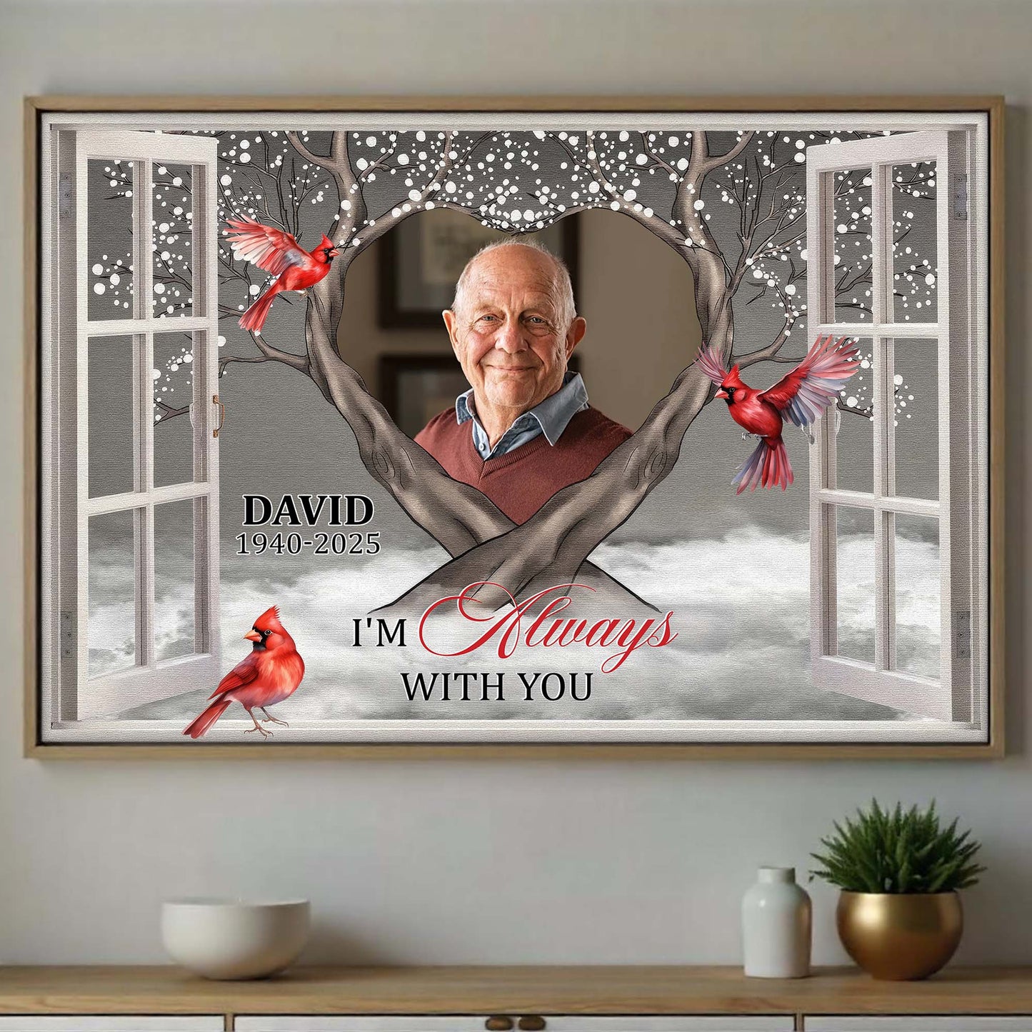 I'm Always With You, Window View With Red Cardinal