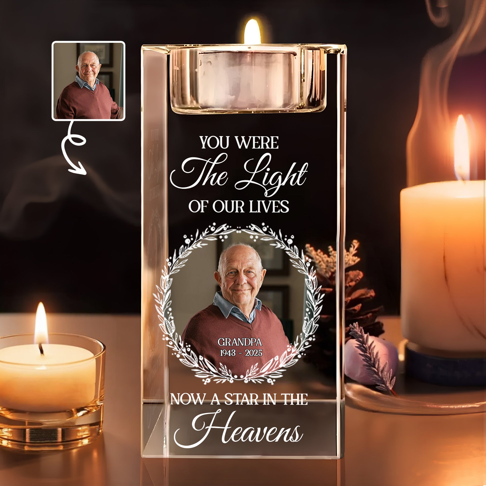 You Were The Light Of Our Lives, Now A Star In The Heavens, Wreath and Stars