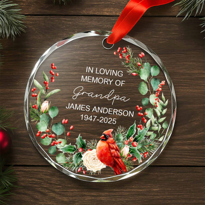 In Loving Memory Of Grandpa, Cardinal And Berries Ornament