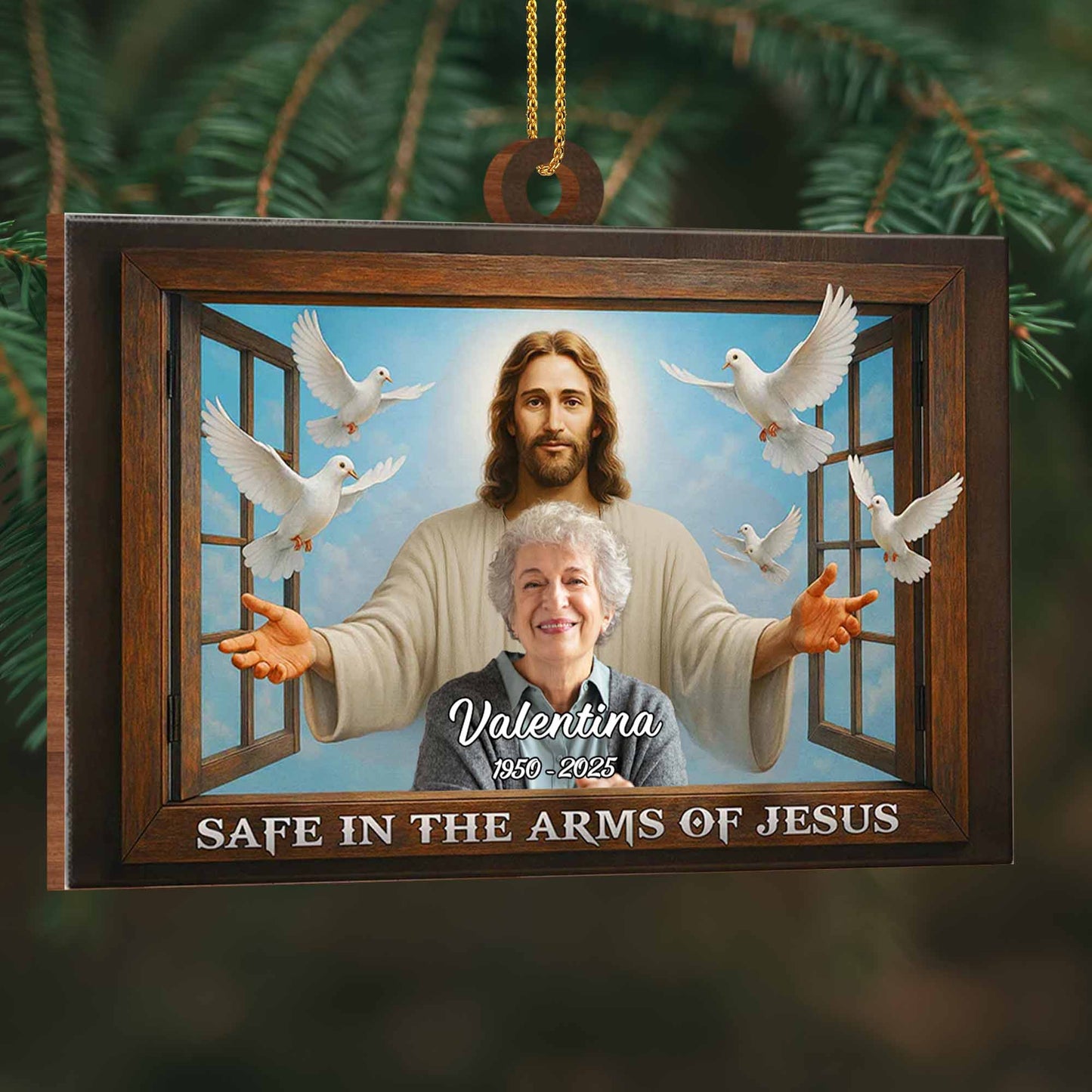 Safe In The Arms Of Jesus, Featuring Jesus And Doves