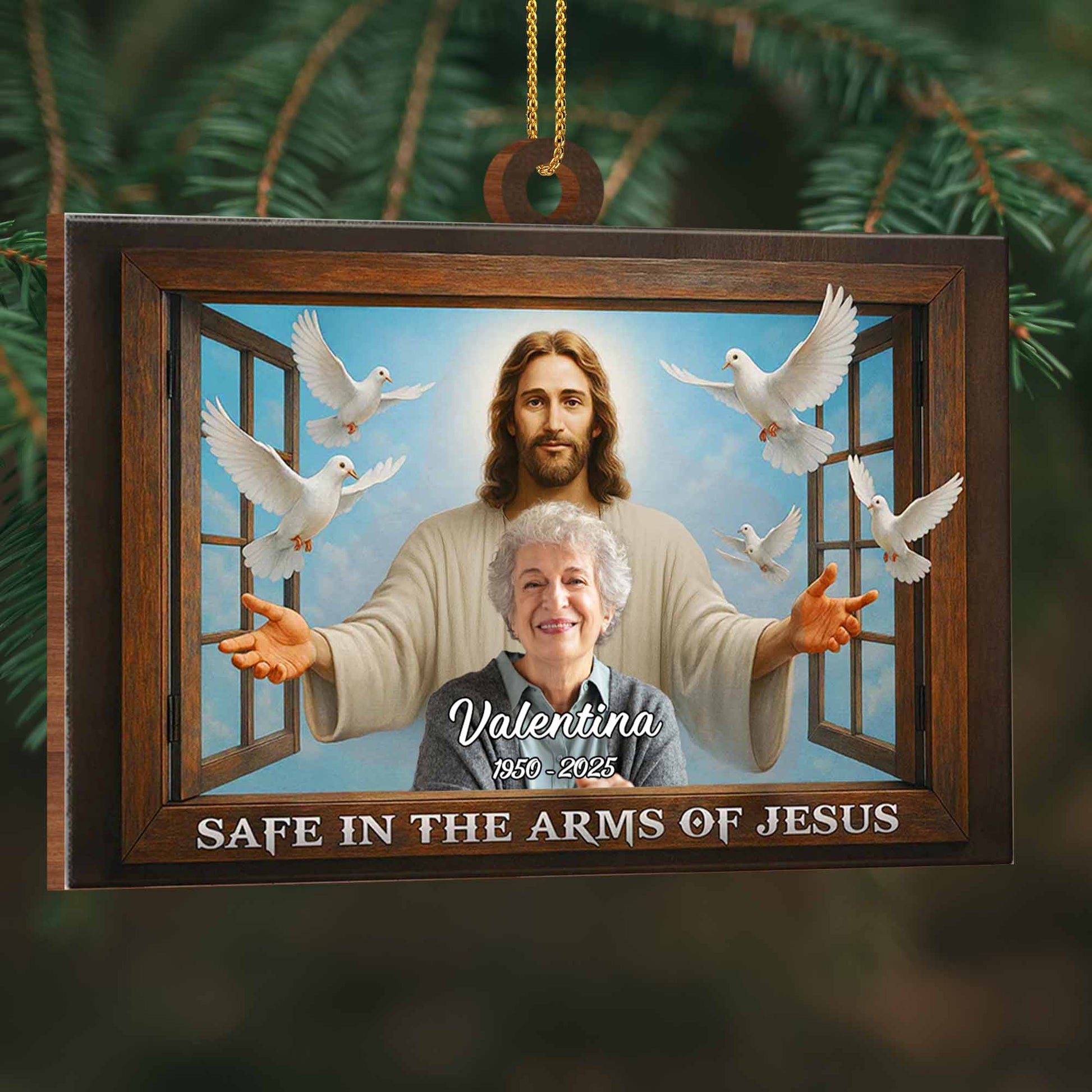 Safe In The Arms Of Jesus, Featuring Jesus And Doves