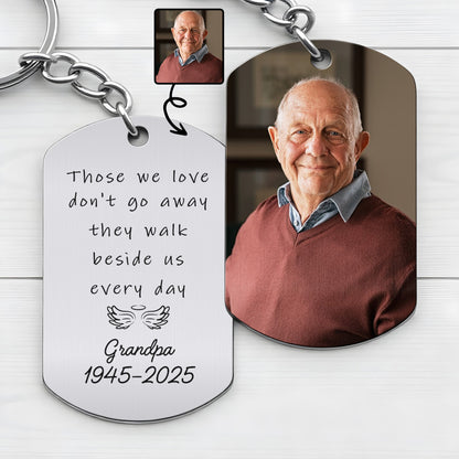 Those We Love Don't Go Away, Memorial Keychain With Wings